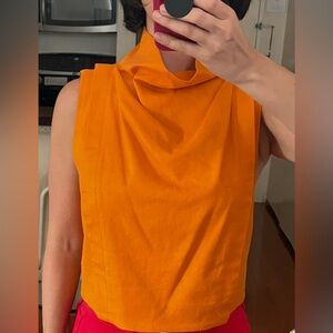 Iorane orange linen sleveless top
